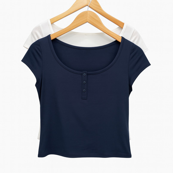 Lululemon Cap Sleeve Henley T-Shirts Black & White Bundle Size Small - Picture 1 of 6